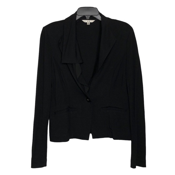 CAbi Style #911 Black Knit Button Front Blazer w Waterfall Collar - Size Medium - Picture 1 of 6